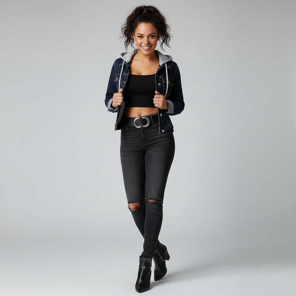 Denim Jacket with Removable Hood | Women's Jacket