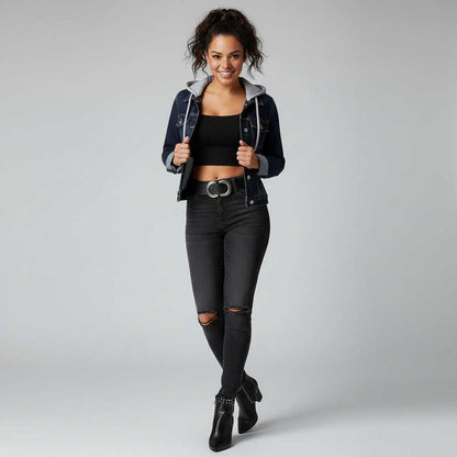 Denim Jacket with Removable Hood | Women's Jacket