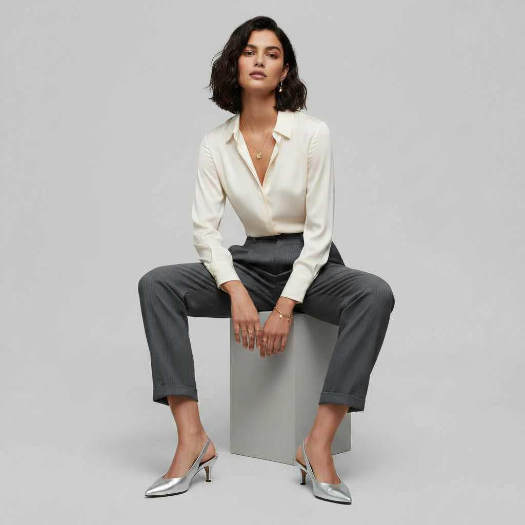 Elegant High Waist Women's Trousers | Office Pants