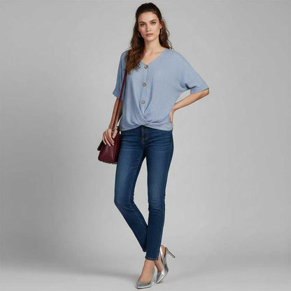 Elegant V-Neck Women's Blouse | Long Sleeve Fashion Top