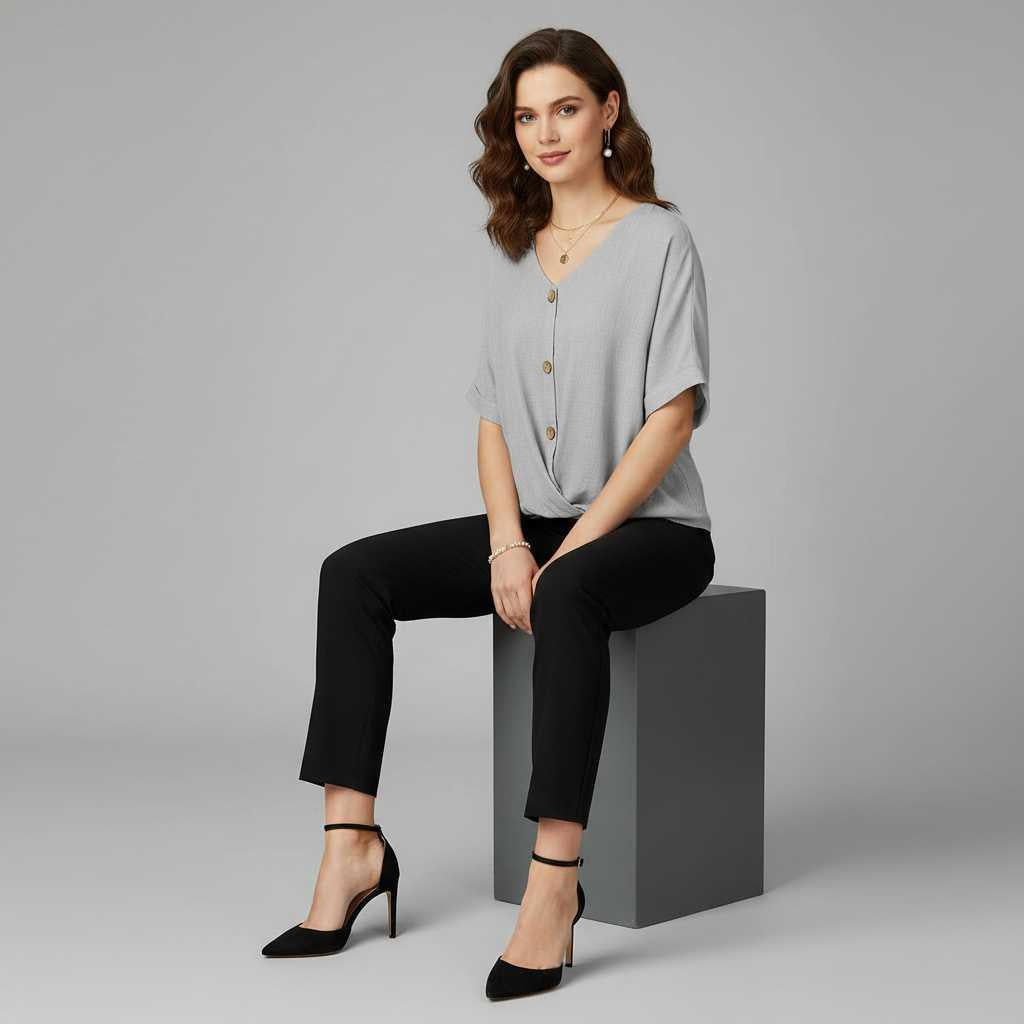 Elegant V-Neck Women's Blouse | Long Sleeve Fashion Top