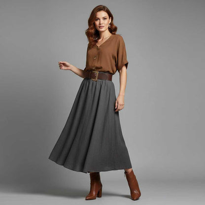 Elegant V-Neck Women's Blouse | Long Sleeve Fashion Top